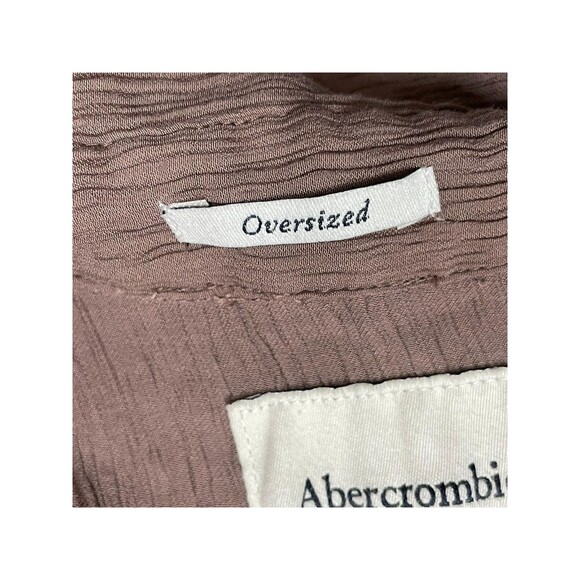 Abercrombie & Fitch Women's Shirt Button-Up Oversized Crinkle Textured S Brown - Picture 8 of 9